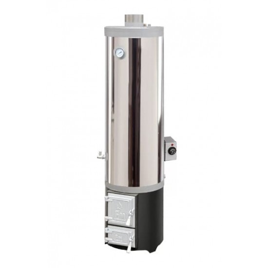 Ansamblu boiler inox lemn/electric 120L focar uși din fontă Ansamblu boiler inox lemn/electric 120L focar uși din fontă