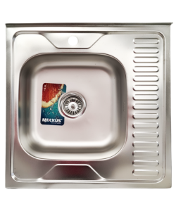 Chiuveta bucatarie patrata inox MIXXUS Z6060L-08-180MD, Adancime 180 mm + Sifon complet + Clame montare