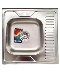 Chiuveta bucatarie patrata inox MIXXUS Z6060L-08-180E, Adancime 180 mm + Sifon complet + Clame montare