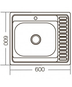 Chiuveta bucatarie patrata inox MIXXUS Z6060L-08-180MD, Adancime 180 mm + Sifon complet + Clame montare