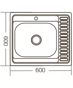 Chiuveta bucatarie patrata inox MIXXUS Z6060L-08-180E, Adancime 180 mm + Sifon complet + Clame montare