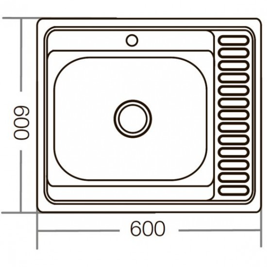Chiuveta bucatarie patrata inox MIXXUS Z6060L-08-180MD, Adancime 180 mm + Sifon complet + Clame montare