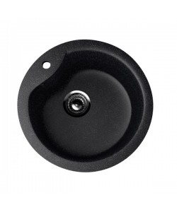 Chiuveta  compozit  EcoStone ES-12-308, Negru, Sifon inclus, marmura, 480 mm