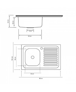 Chiuveta inox pt masca 50/80cm 0.4mm