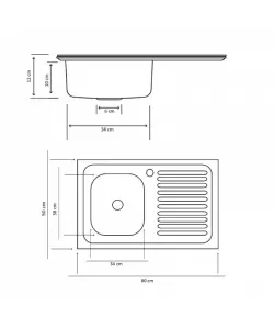 Chiuveta inox pt masca 50/80cm 0.4mm