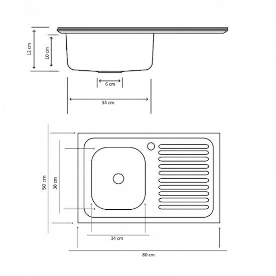 Chiuveta inox pt masca 50/80cm 0.4mm