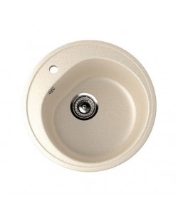 Chiuveta rotunda Compozit Bucatarie Ulgran U-101-328, Bej, Sifon Complet inclus