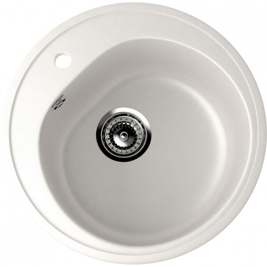 Chiuveta Rotunda Compozit  Ulgran U-101-341, Alb, Sifon Complet Inclus