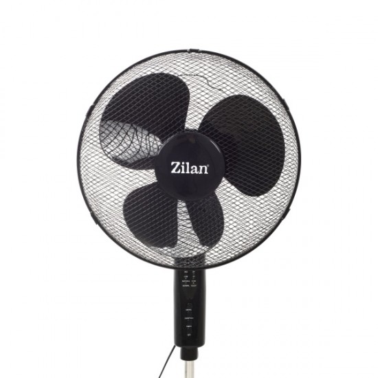 Ventilator cu picior ZILAN ZLN-1204,Negru 50W, 40 cm diametru, Telecomanda, Timer