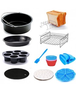 Set de 11 accesorii Zilan  pentru friteuza cu aer, diametru 18 cm