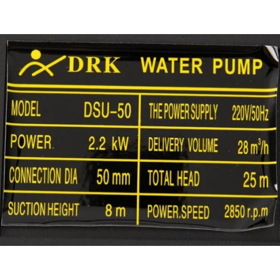 Motopompa apa DRK cu motor electric DSU-50, 2.2kW, 2toli, 28m3/h, refulare 25m