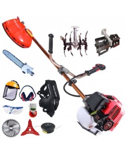 MOTOCOASA PE BENZINA ALFA 7* 7000 PROFESSIONAL, 8 ACCESORII INCLUSE, 12000RPM, 58CC, 7CP + Prasitoare, Cultivator si Accesoriu tip fierastrau