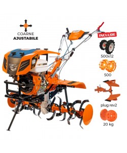 Motosapatoare RURIS 913ACC + roti cauciuc 5.00-12+plug reversibil rev2+roti metalice 500+set contragreutati 20kg 13 CP