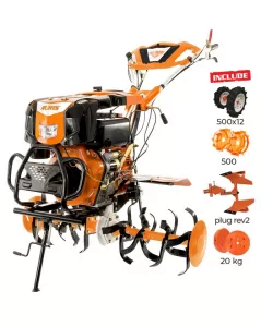 Motosapatoare Ruris 1001KSD + roti cauciuc + roti metal + plug reversibil Rev2