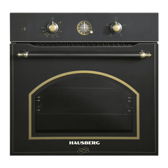 Pachet Incorporabil Rustic Cuptor Hausberg HB-8055RST, 57L, putere 1600W, Plita Incorporabila Hausberg HB-575RST, 4 arzatoare, Gaz, 60 cm, Hota decorativa Hausberg HB-1505RST, Putere absorbtie 450 m3/h, 1 motor, 60 cm otel inoxidabil, Negru Rustic