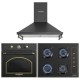 Pachet Incorporabil Rustic Cuptor Hausberg HB-8055RST, 57L, putere 1600W, Plita Incorporabila Hausberg HB-575RST, 4 arzatoare, Gaz, 60 cm, Hota decorativa Hausberg HB-1505RST, Putere absorbtie 450 m3/h, 1 motor, 60 cm otel inoxidabil, Negru Rustic