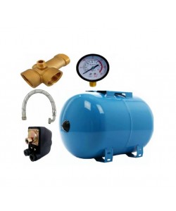 Kit accesorii hidrofor, vas expansiune 24L otel, presostat, manometru, racord 5 cai bronz, furtun racord Inox cu cot 60cm