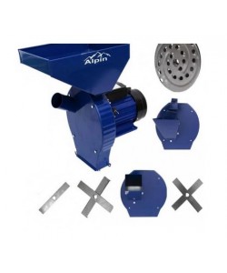 Moara cereale Alpin Profi, stiuleti, lucerna si legume (4 in 1), cu ciocanele + razatoare + cutite tocat, 3.8KW, 300Kg/Ora, 