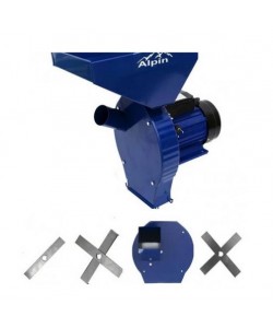Pachet Moara cereale Alpin Profi, stiuleti si lucerna (3 in 1), cu ciocanele + cutite tocat , 3.8KW, 300Kg/Ora