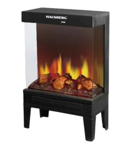 Semineu electric portabil cu ventilator HAUSBERG HB-8227NG, 2000W, flacara reglabila, 2 trepte caldura