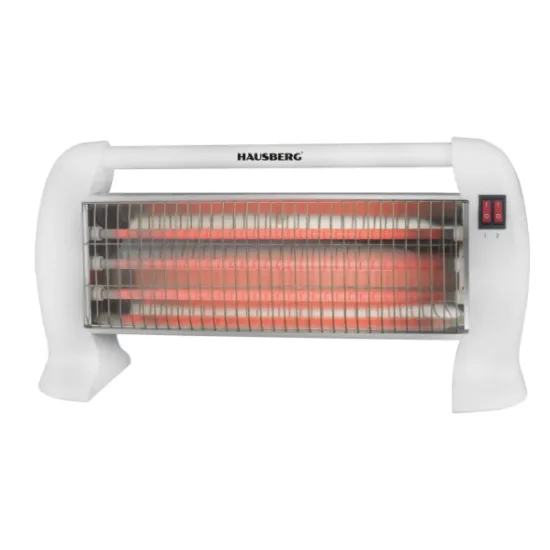 Radiator Electric cu Quartz HAUSBERG HB-8101AB, 1500 W, 3 Trepte de Putere, Protecție la Răsturnare, Portabil, Alb