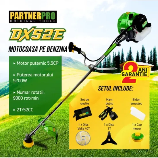 Motocoasa pe benzina PARTNER PRO DX52E 5.5 CP , 2T , 10000 rpm