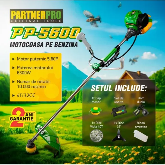 Motocoasa pe benzina PARTNERPRO PP5600, 4T, 5,6 CP, 10000rpm