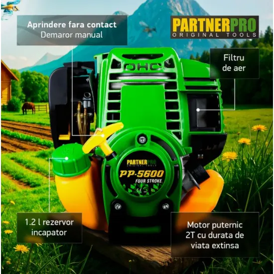 Motocoasa pe benzina PARTNERPRO PP5600, 4T, 5,6 CP, 10000rpm