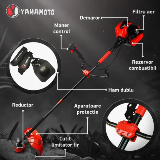 Motocoasa pe benzina Yamamoto YBC-57 6CP, 52CC, 2T