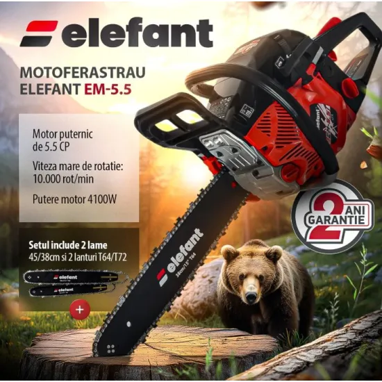 Drujba pe benzina Elefant EM-5.5, 10000 rot / min, 5,5 CP