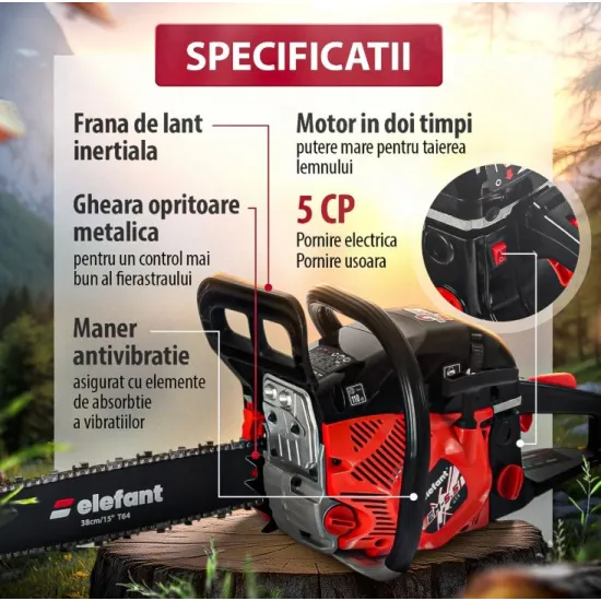 Drujba pe benzina Elefant EM-5.5, 10000 rot / min, 5,5 CP