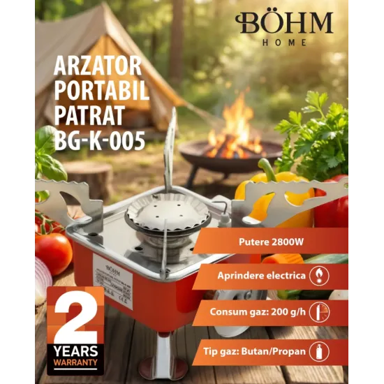 Arzător portabil pătrat BÖHM BG-K-005 Propan/butan