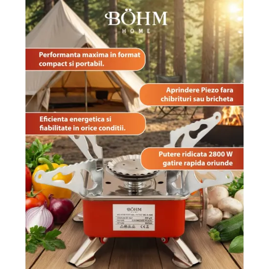 Arzător portabil pătrat BÖHM BG-K-005 Propan/butan