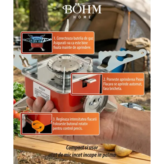 Arzător portabil pătrat BÖHM BG-K-005 Propan/butan