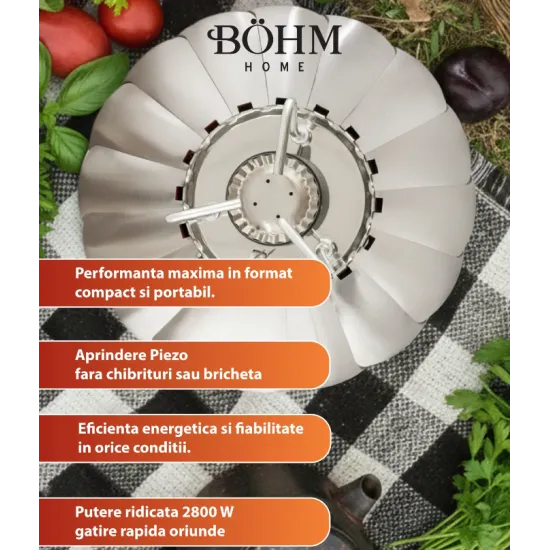 Arzator portabil rezistent la vant BOHM BG-K-203 Propan/butan