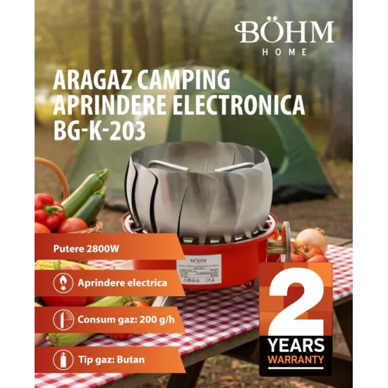 Arzator portabil rezistent la vant BOHM BG-K-203 Propan/butan