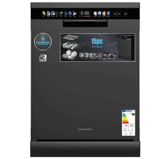 Mașină de spălat vase Hausberg HB-6215NG, digitală, 8+4 programe, negru