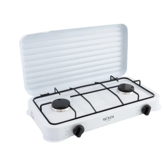 Plita cu doua arzatoare pe gaz si aprindere manuala BÖHM BG-M-002-W, 4.4 kW