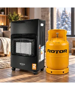 Pachet Soba Gaz GPL Pliabila Bohm BF-003B, 4.2kW, 3 trepte, 20-80 m2 + Butelie GPL ROTOR 26L goala, capacitate 12.5kg