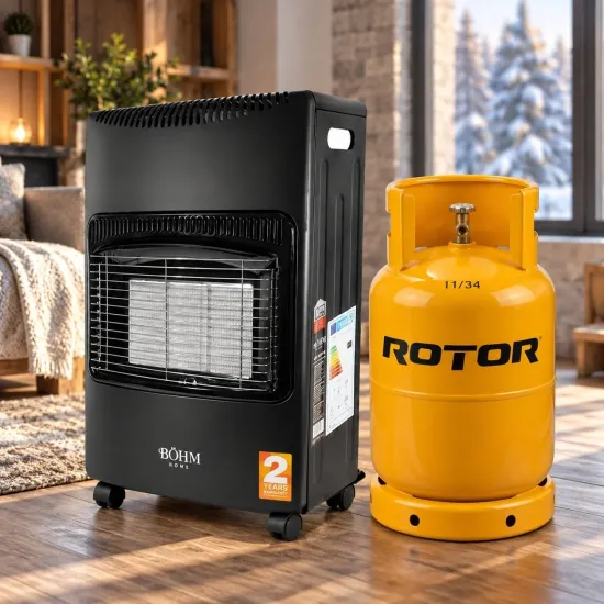 Pachet Soba Gaz GPL Pliabila Bohm BF-003B, 4.2kW, 3 trepte, 20-80 m2 + Butelie GPL ROTOR 26L goala, capacitate 12.5kg