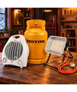 Pachet Incalzitor Gaz GPL Bohm BF-009D-02, 4.5kW, 20-80 m2 + Butelie GPL ROTOR 26L + Aeroterma Bohm BFH-801, 2000W CADOU