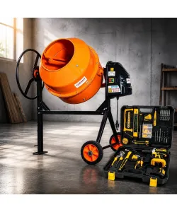 Pachet Betoniera Temp HCM610, 180L, 1000W + Set Autofiletanta ROTOR RSET-AP21, 21V, 70 Nm, 40 de piese
