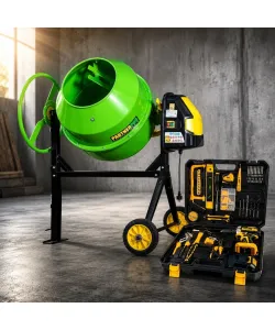 Pachet Betoniera PartnerPro PPB180, 180L, 1000W + Set Autofiletanta ROTOR RSET-AP21, 21V, 70 Nm, 40 de piese