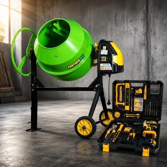 Pachet Betoniera PartnerPro PPB180, 180L, 1000W + Set Autofiletanta ROTOR RSET-AP21, 21V, 70 Nm, 40 de piese