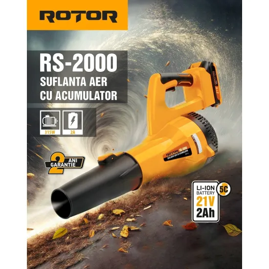 Pachet Gradina ROTOR 21V: Mini Fierastrau RMC-1.5 cu pompita de ulei, 2 lame si 2 lanturi + Suflanta Aer RS-2000