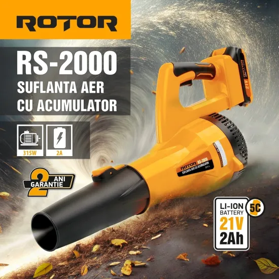 Pachet Gradina ROTOR 21V: Mini Fierastrau RMC-1.5 cu pompita de ulei, 2 lame si 2 lanturi + Suflanta Aer RS-2000