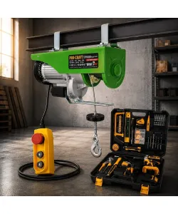 Pachet Troliu Electric Palan ProCraft TP1000, 1000 kg + Set Autofiletanta ROTOR RSET-AP21, 21V, 70 Nm, 40 de piese