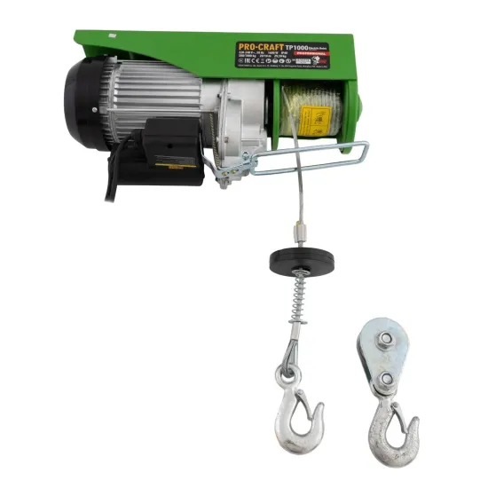 Pachet Troliu Electric Palan ProCraft TP1000, 1000 kg + Set Autofiletanta ROTOR RSET-AP21, 21V, 70 Nm, 40 de piese