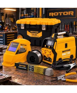 Pachet Aparat Sudura Invertor ROTOR MMLT-300, MIG MMA LIFT-TIG + Masca Automata, Consumabile si Troler Scule RTB-4026