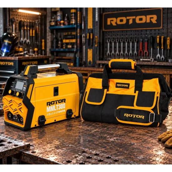 Pachet Aparat Sudura Invertor ROTOR MMLT-300, MIG MMA LIFT-TIG + Geanta Textila Scule 16 inch, 21 buzunare